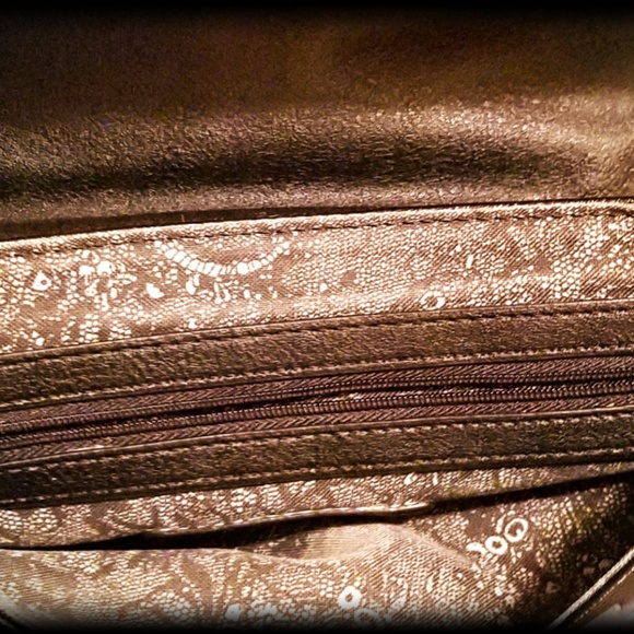 BCBG Black Leather Clutch w/ Chain Fringe - Picture 2 of 5